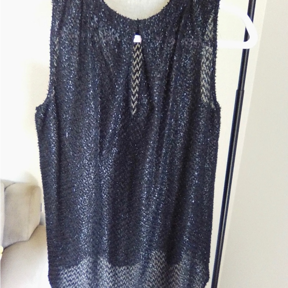 Michael Kors blouse, pre-owned see-through, shiny, long back w/hidden button